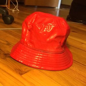Nordstrom Red Patent Bucket Rain Hat